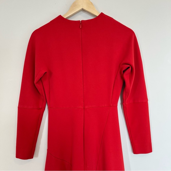 COS Red Asymmetrical Midi Dress Long Sleeve Festive Christmas Primary Red Size 6 - Picture 11 of 13